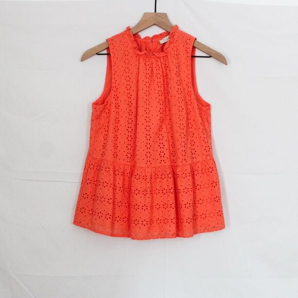Loft Eyelet Peplum Halter Shell - Small, Coral - Picture 4 of 11